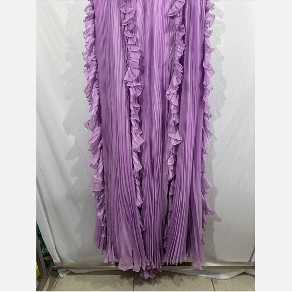 NEW IEENA Mac Duggal [ 12 ] Pleated Ruffle Cap Sleeve‎ Flowy A Gown Lilac Purple - Picture 10 of 16